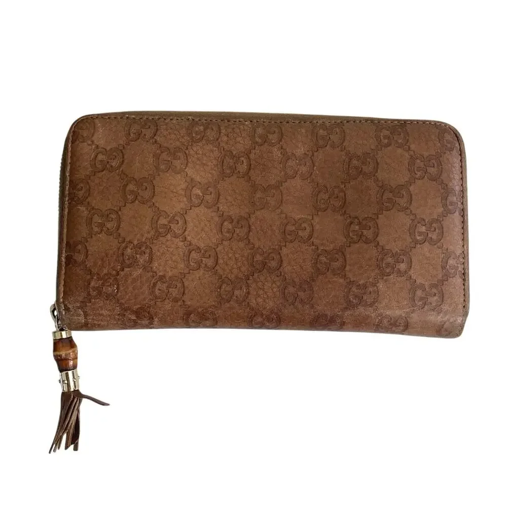 Gucci tassle brown OLD LIBECCIO GG leather organizer wallet - Picture 2 of 16